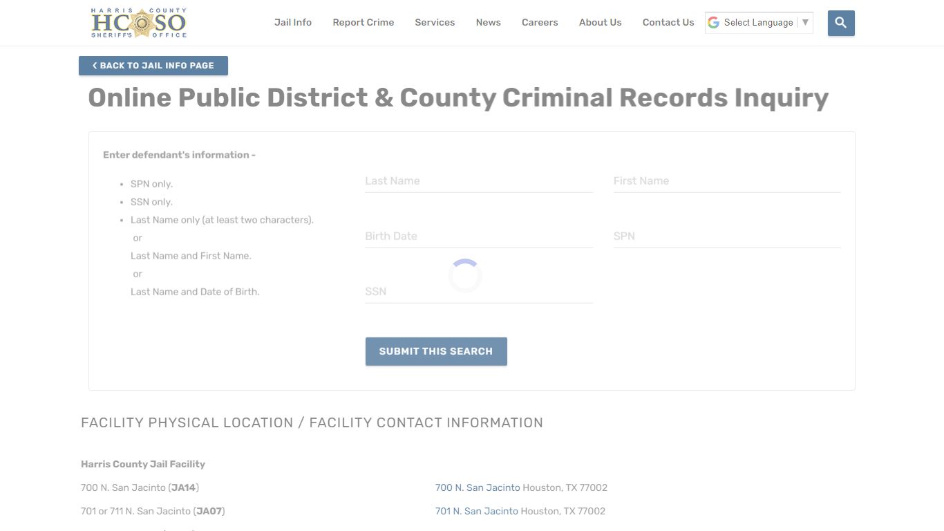 Online Public District & County Criminal Records Inquiry
