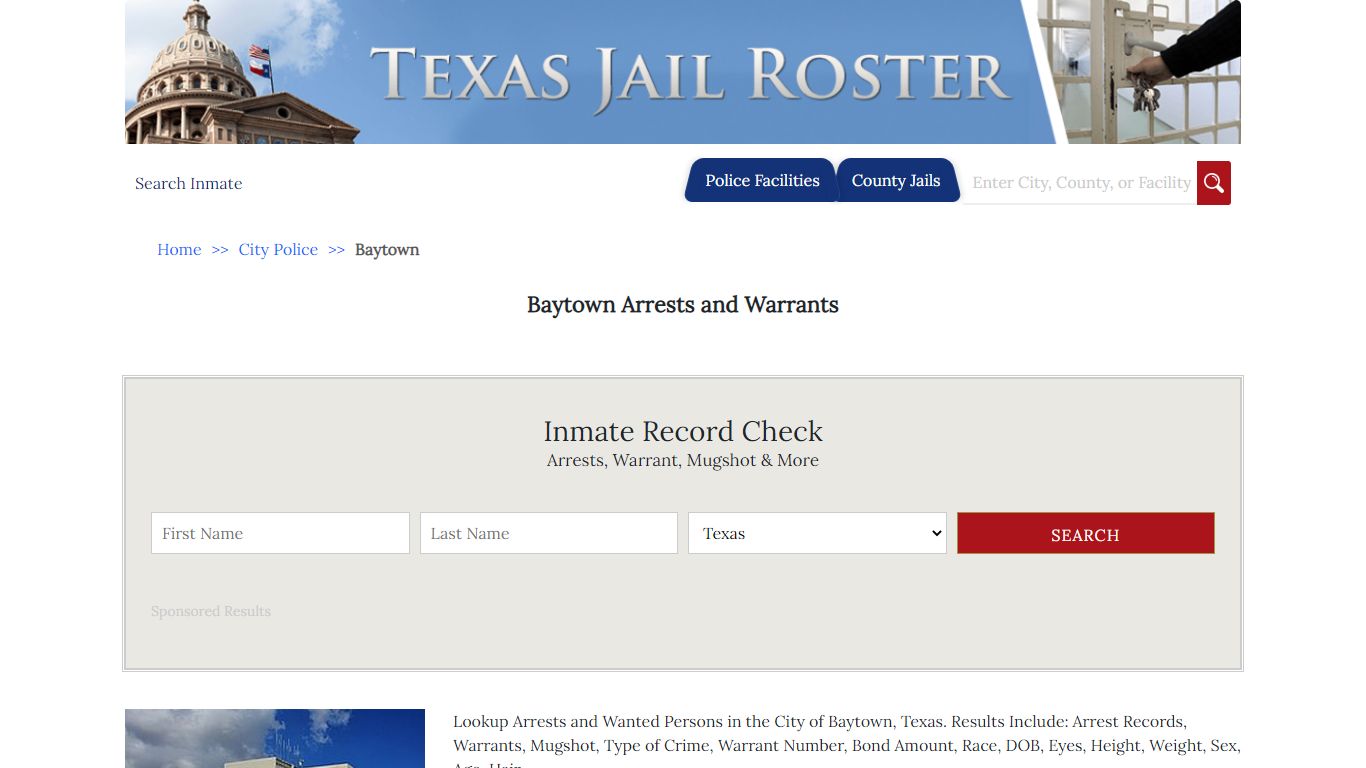 Baytown Arrests and Warrants | Jail Roster Search