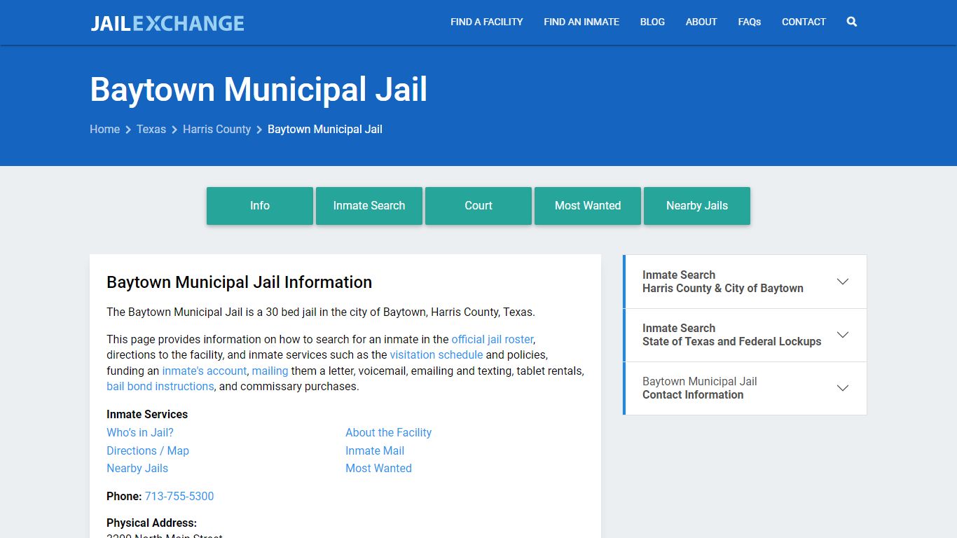 Baytown Municipal Jail, TX Inmate Search, Information